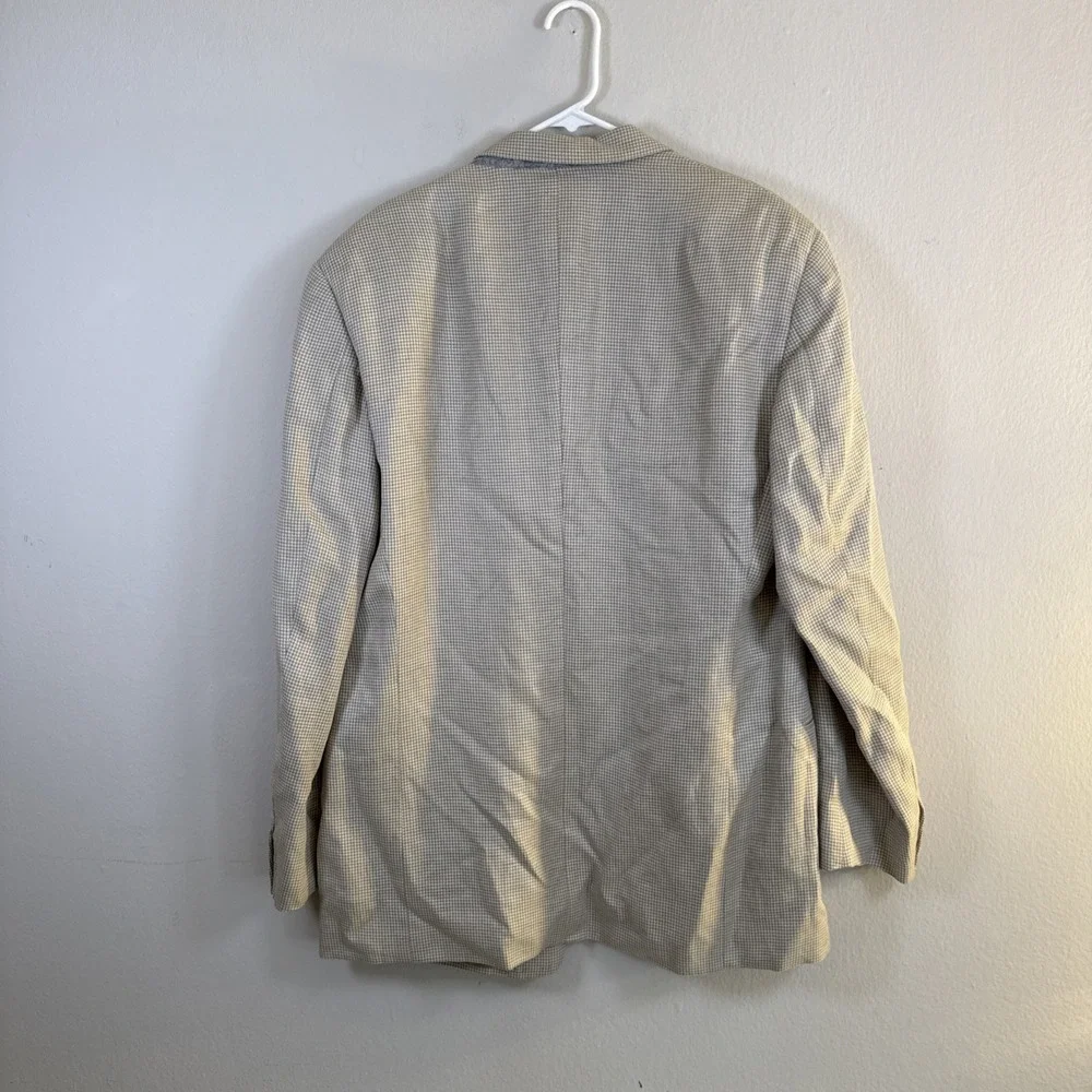 Armani Collezionii G Line Men's Blazer  Size 44L Gray Tan‎ Windowpane Sport Coat